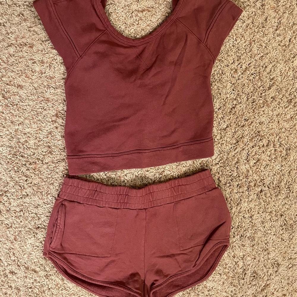 Free People Shorts and Criss Cross Back Shirt Set